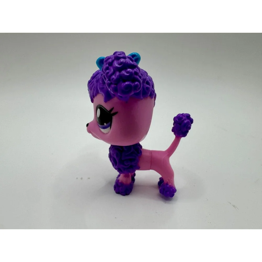 Hasbro‎ Littlest Pet Shop LPS Poodle Pink Purple Blue Bows Purple Eyes G7 #7